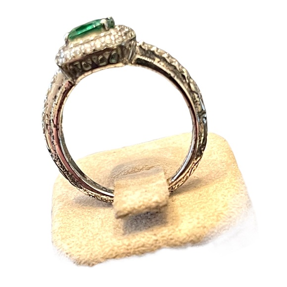Sterling silver 925 Tacori Fancy green glass CZ dinner ring - Picture 5 of 9